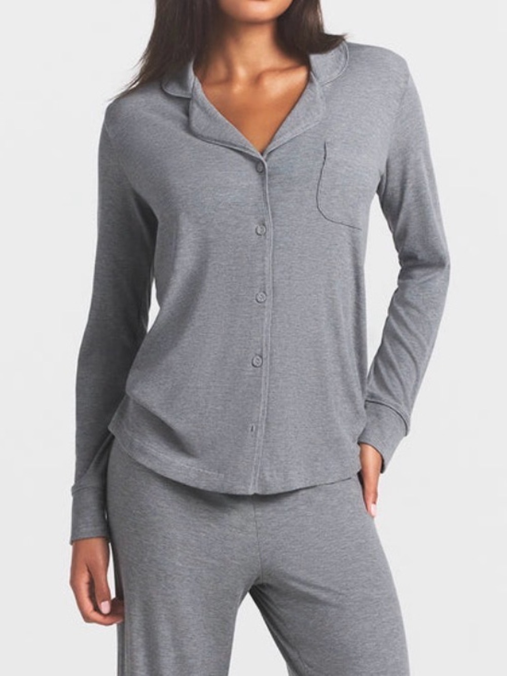 🩶 SKIMS Soft Lounge Rib Pajama Top | Heather Grey | S | NWT 🏷️